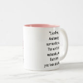 vrijheid, "Leef vrij...en mooi om je heen..... Tweekleurige Koffiemok (Voorkant rechts)