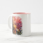 vrijheid, "Leef vrij...en mooi om je heen..... Tweekleurige Koffiemok (Voorkant links)