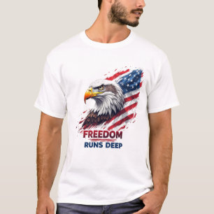 Vrijheid Loopt Diep Patriotische USA Trots Sticker T-shirt