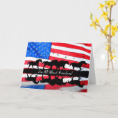 Vrijheid met wilde paarden en vlag op 4 juli kaart (Gele Bloem)