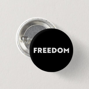 Vrijheid moderne typografie minimalistisch wit zwa ronde button 3,2 cm