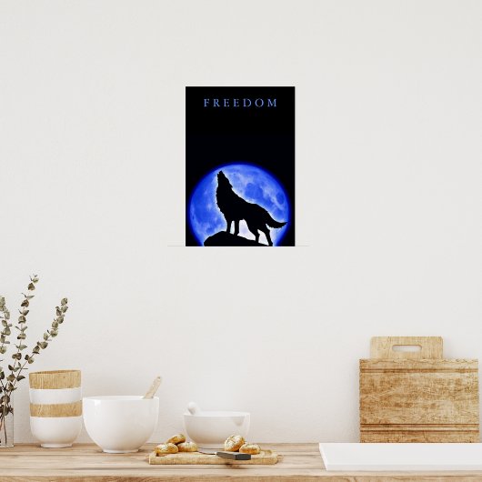 Vrijheid Motivatie Wolf Howling Verticaal Poster (Keuken)