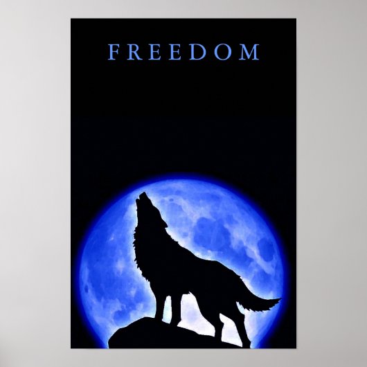 Vrijheid Motivatie Wolf Howling Verticaal Poster (Voorkant)