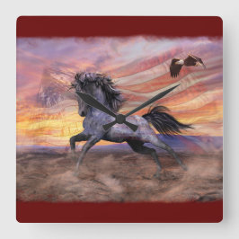 Vrijheid Mustang & Eagle Patriottisch Vierkante Klok