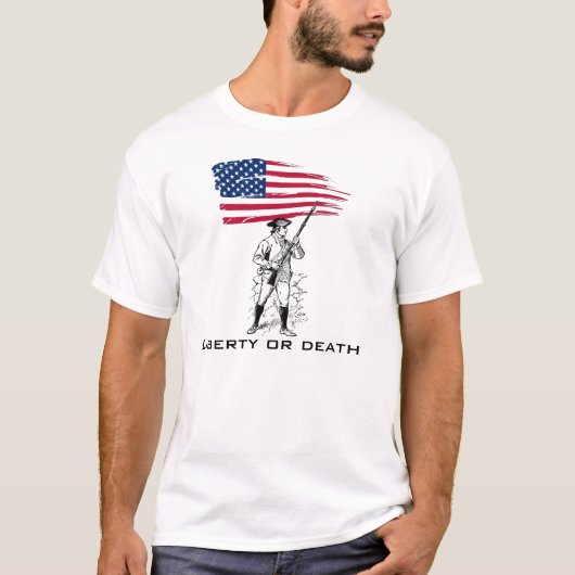 Vrijheid of Dood, Minuteman met vlag T-shirt (Voorkant)
