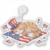 Vrijheid om te dutten - Patriottische kat Sticker (Voorkant)