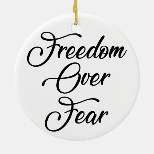 Vrijheid over angst keramisch ornament (Achterkant)