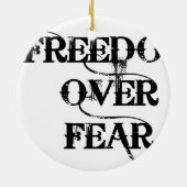 Vrijheid over angst keramisch ornament (Achterkant)