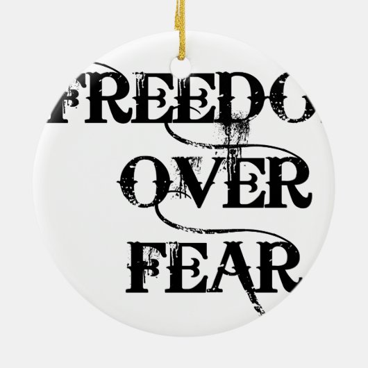Vrijheid over angst keramisch ornament (Achterkant)