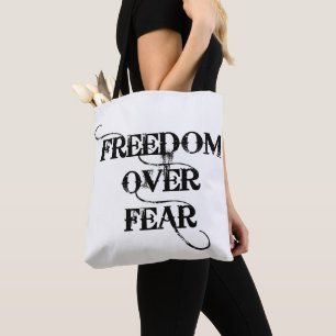 Vrijheid over angst tote bag