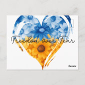 Vrijheid over Angst Zonnebloem Hart Oekraïne Steun Briefkaart (Achterkant)