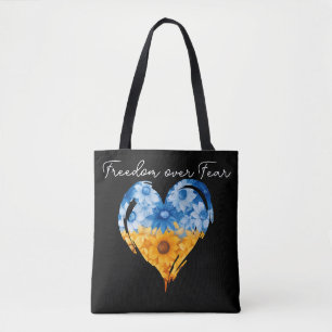 Vrijheid Over Angst Zonnebloem Hart Oekraïne Zwart Tote Bag