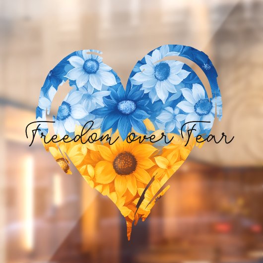 Vrijheid over angst Zonnebloem Hart Raamsticker (Vel 2)