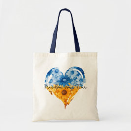 Vrijheid over angst Zonnebloem harten Tote Bag