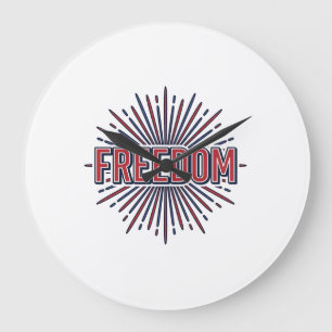 Vrijheid Patriottisch Vuurwerk Vector T-shirt Ontw Grote Klok