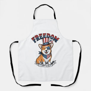 Vrijheid Patriottische Corgi Vintage Gravure T-Shi Schort