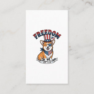 Vrijheid Patriottische Corgi Vintage Gravure T-Shi Visitekaartje
