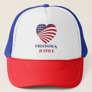 Vrijheid & Recht Amerikaanse Vlag met Hart. Trucker Pet