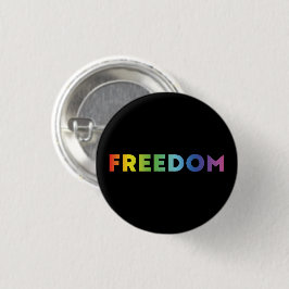 Vrijheid regenboog gradiënt typografie lgbt trots ronde button 3,2 cm