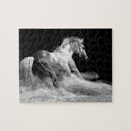 Vrijheid - Ruitend Horse Black White Legpuzzel (Horizontaal)