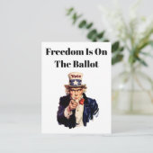 Vrijheid staat op de stembus 2026 briefkaart (Staand voorkant)