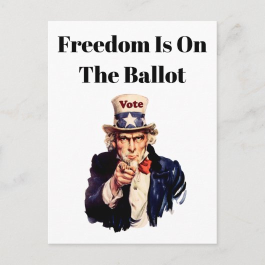 Vrijheid staat op de stembus 2026 briefkaart (Voorkant)