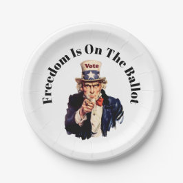 Vrijheid staat op de stembus 2026 papieren bordje