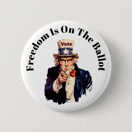 Vrijheid staat op de stembus 2026 ronde button 5,7 cm