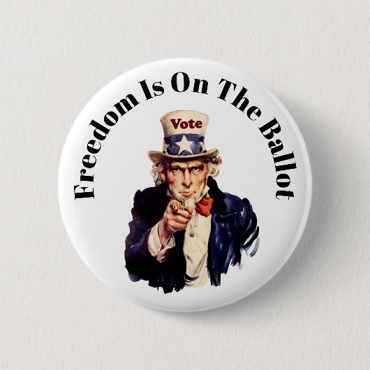 Vrijheid staat op de stembus 2026 ronde button 5,7 cm (Voorkant)