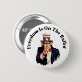 Vrijheid staat op de stembus 2026 ronde button 5,7 cm (Voorkant /achterkant)