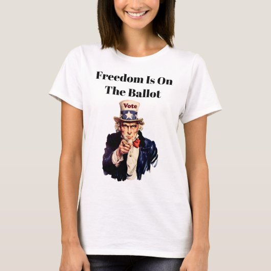 Vrijheid staat op de stembus 2026 t-shirt (Voorkant)
