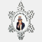 Vrijheid staat op de stembus 2026 tin sneeuwvlok ornament (Rechts)