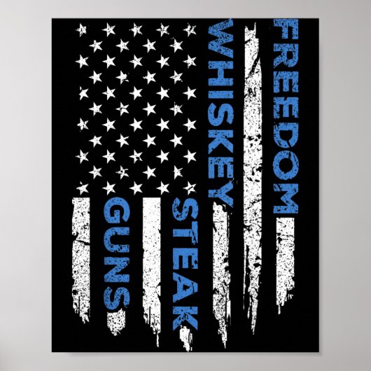 Vrijheid steak & geweren Amerikaanse vlag patriott Poster (Voorkant)