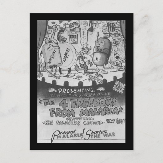 Vrijheid tegen malaria weerzinwekkende muggen briefkaart (Voorkant)