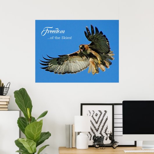 Vrijheid van de Hemel Roodstaartbuizerd Poster (Thuiskantoor)