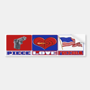 VRIJHEID VAN DE PIECE (PEACE) LOVE (HEART) (VLAG V BUMPERSTICKER