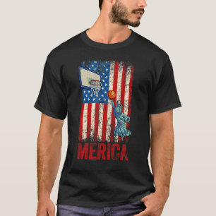 Vrijheid van het Basketbalbeeld op 4 juli meisjes T-shirt