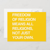 VRIJHEID VAN RELIGIE: ALLE RELIGIES BRIEFKAART (Voorkant / Achterkant)