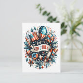 Vrijheid vieren op 4 juli feestdagenkaart (Staand voorkant)