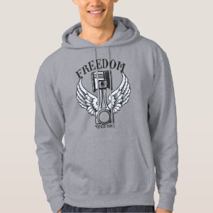 vrijheid vleugels zuigers vintage motorfiets hoodie