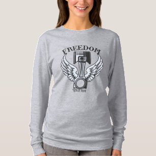 vrijheid vleugels zuigers vintage motorfiets T-shi T-shirt