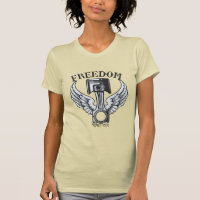 vrijheid vleugels zuigers vintage motorfiets T-shi