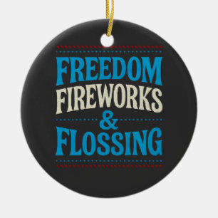 Vrijheid Vuurwerk & Flossen Tandarts Keramisch Ornament