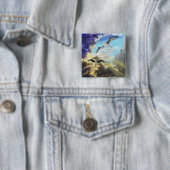 Vrijheid - Waterverf Vierkante Button 5,1 Cm (In situ)