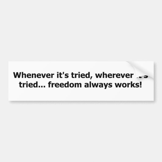 Vrijheid werkt! bumpersticker (Voorkant)