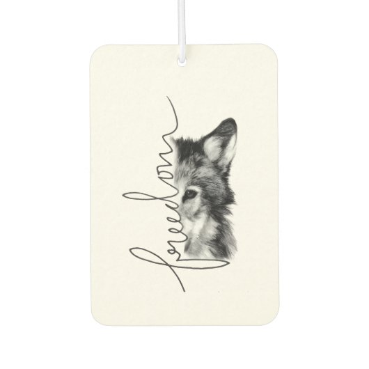 Vrijheid Wolf Minimalistische Lijnkunst - Luchtverfrisser (Voorkant)