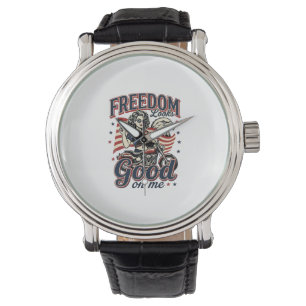 Vrijheid Ziet Er Goed Uit Patriottische Vintage Ad Horloge
