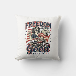 Vrijheid Ziet Er Goed Uit Patriottische Vintage Ad Kussen