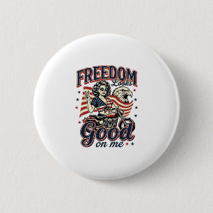 Vrijheid Ziet Er Goed Uit Patriottische Vintage Ad Ronde Button 5,7 Cm
