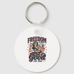 Vrijheid Ziet Er Goed Uit Patriottische Vintage Ad Sleutelhanger